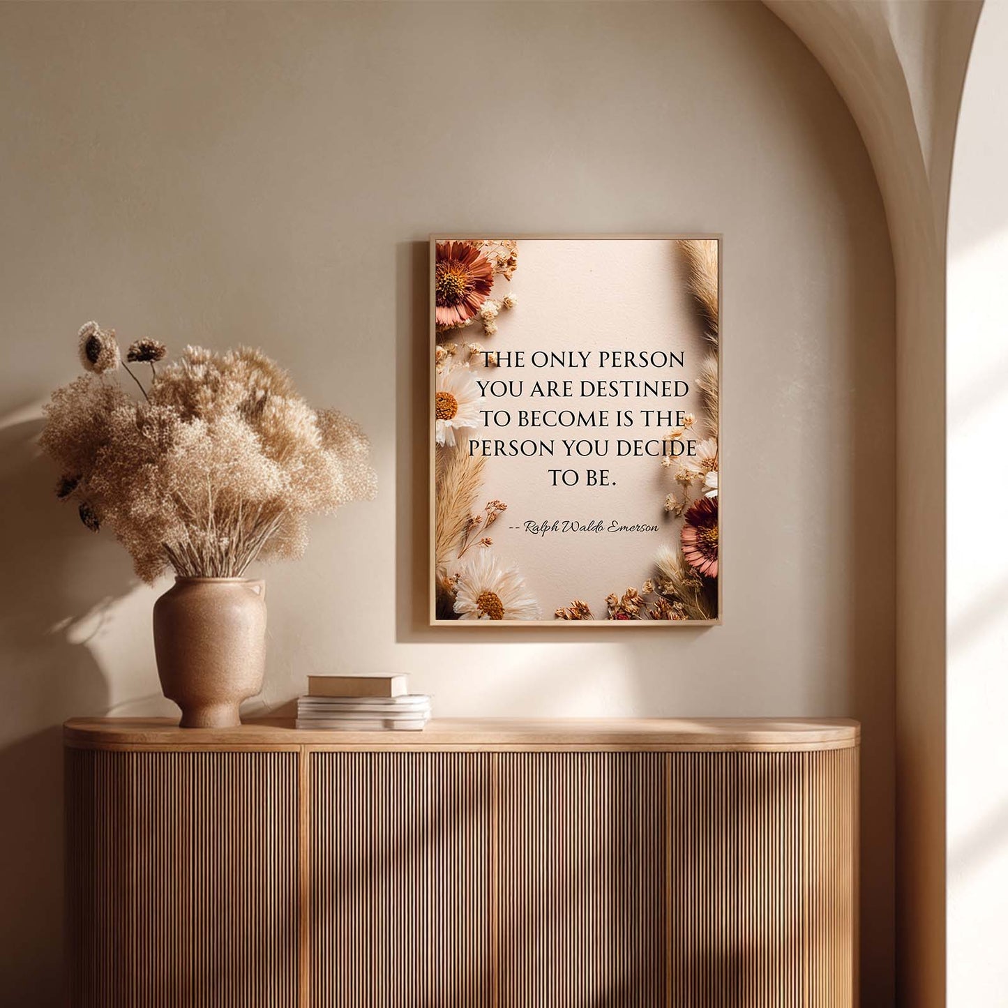 Inspirational Quote Beige Modern Decoration Frameless Canvas Painting