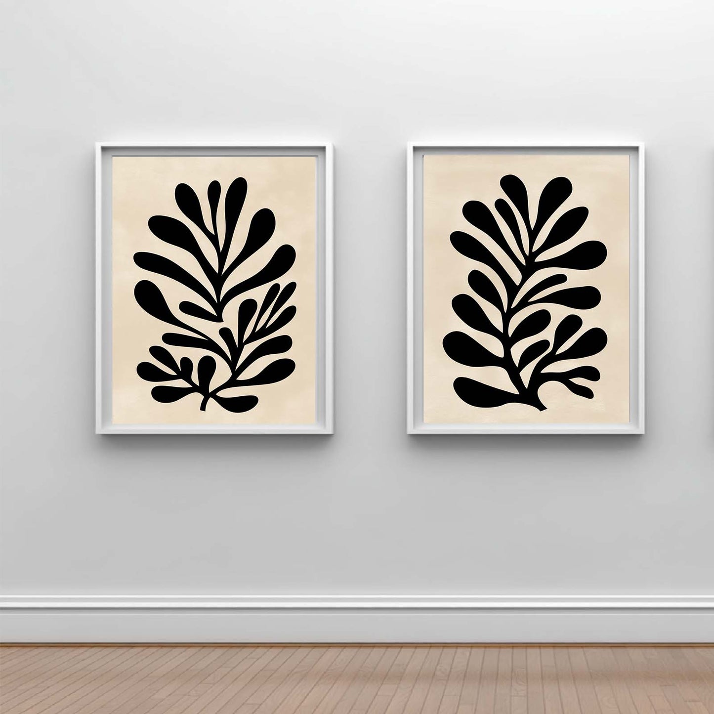 Abstract Leaf Beige Black Canvas Painting Wall Art for Living Room Bedroom Decoration, Poster Print, Frameless