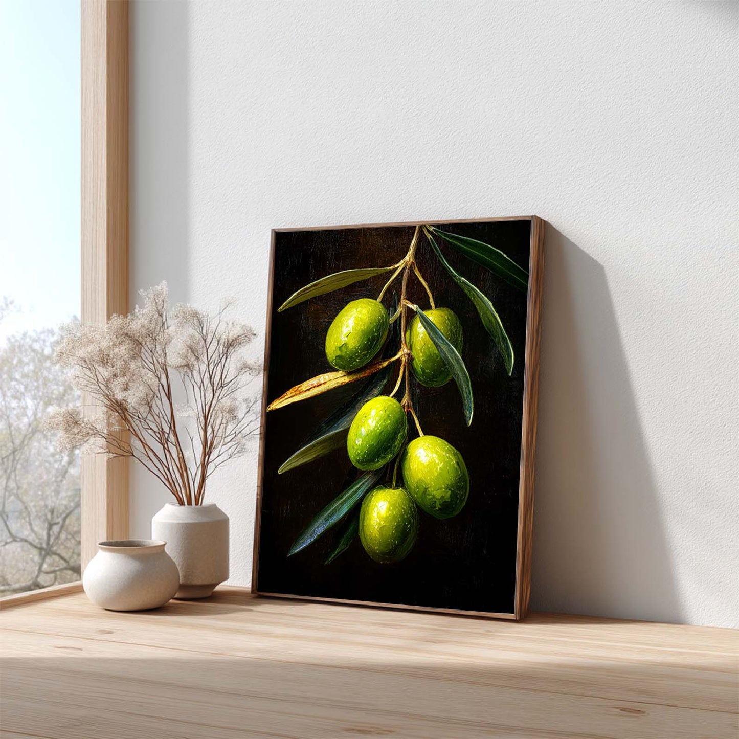 Abstract Oil Painting Green Olive