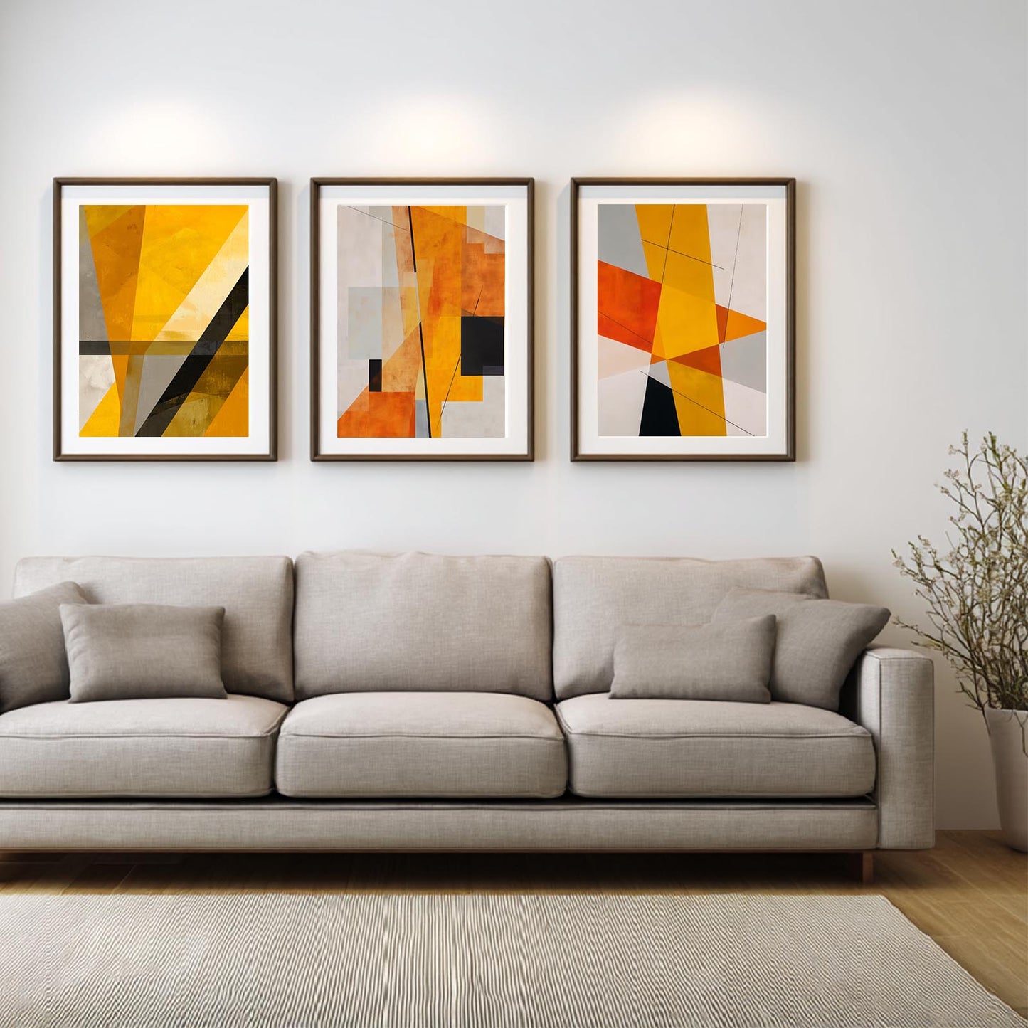 Beige Yellow Geometry Abstract