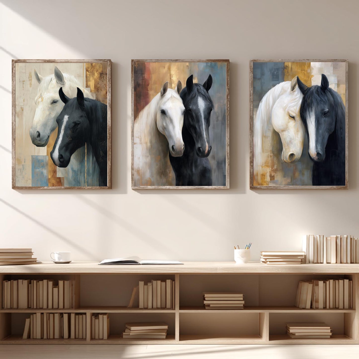 Abstract Black and White Horse