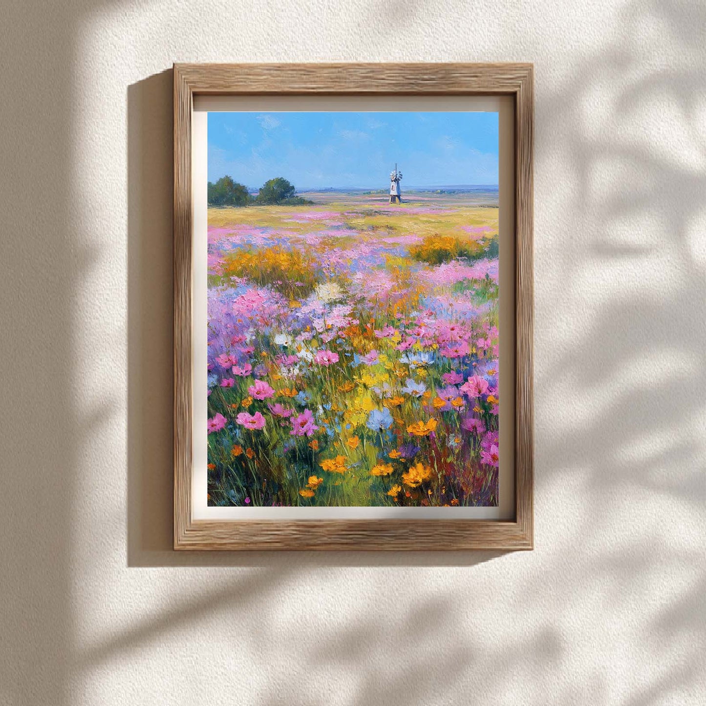 Abstract landscape Windmill Flower field
