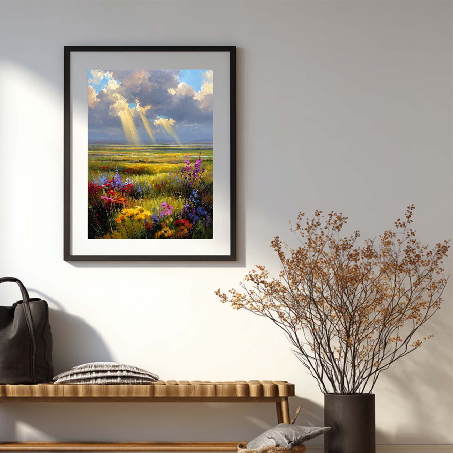 Sunlight Meadow Abstract Oil Painting