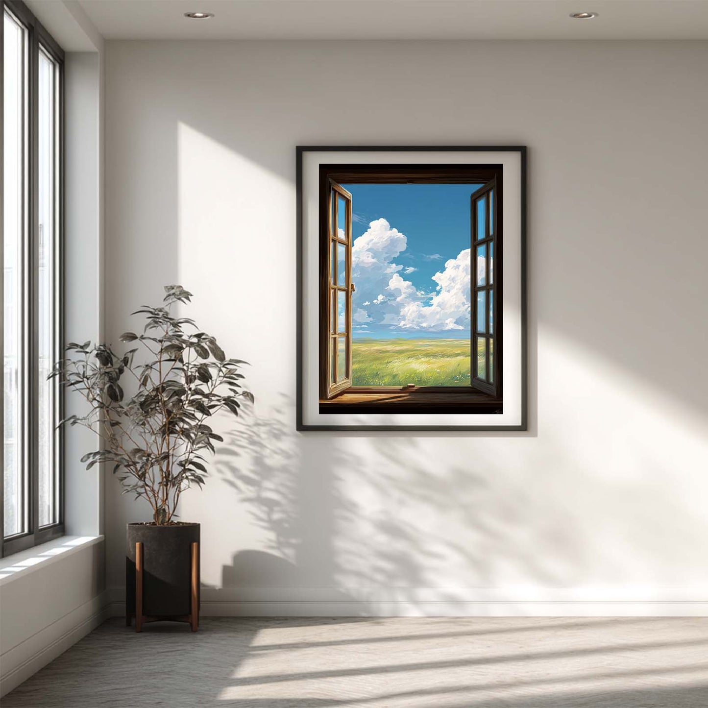 Abstract Landscape Blue Sky White Clouds Canvas Painting – Wall Art for Living Room Bedroom Decoration, Poster Print, Frameless