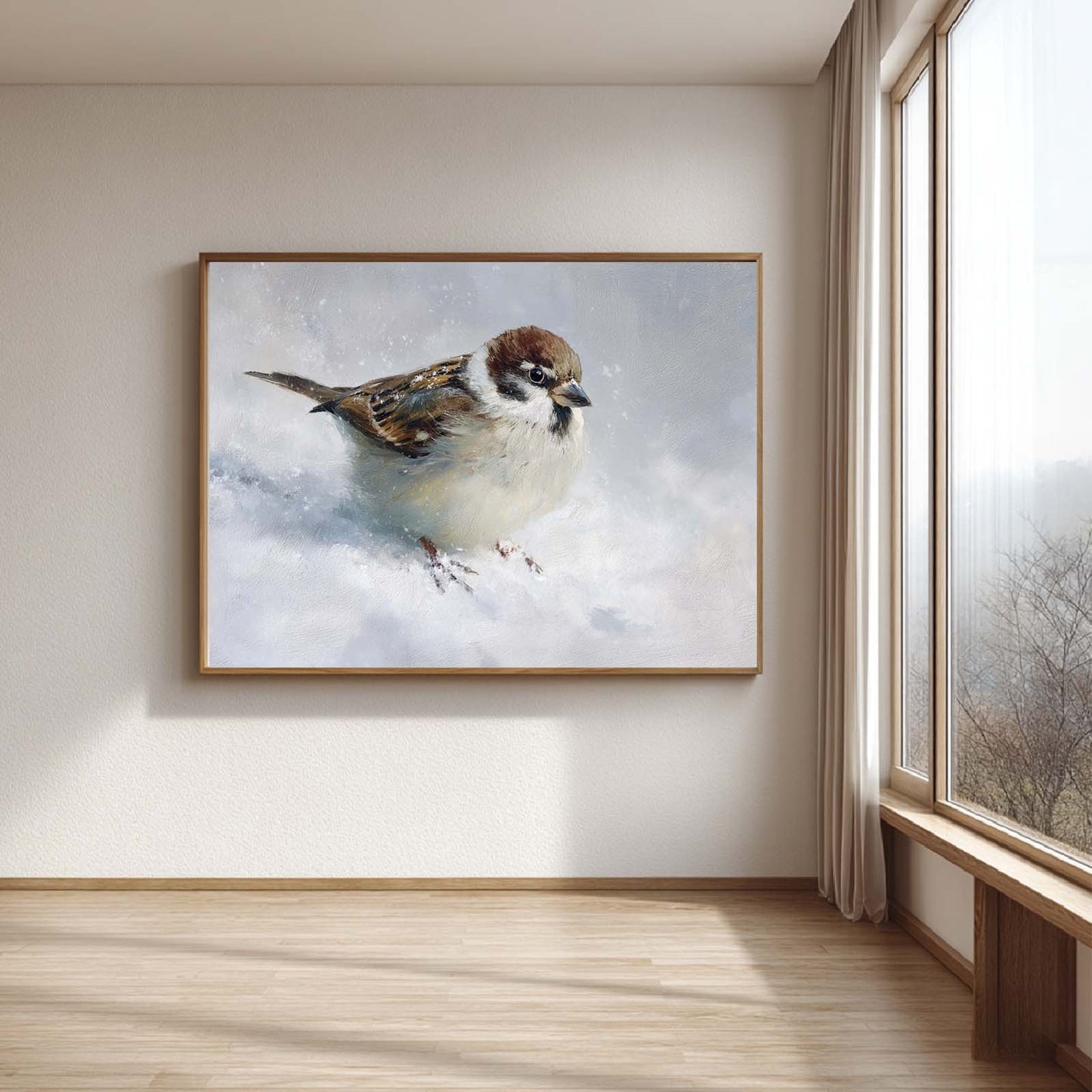 Abstract Winter Snowy Bird