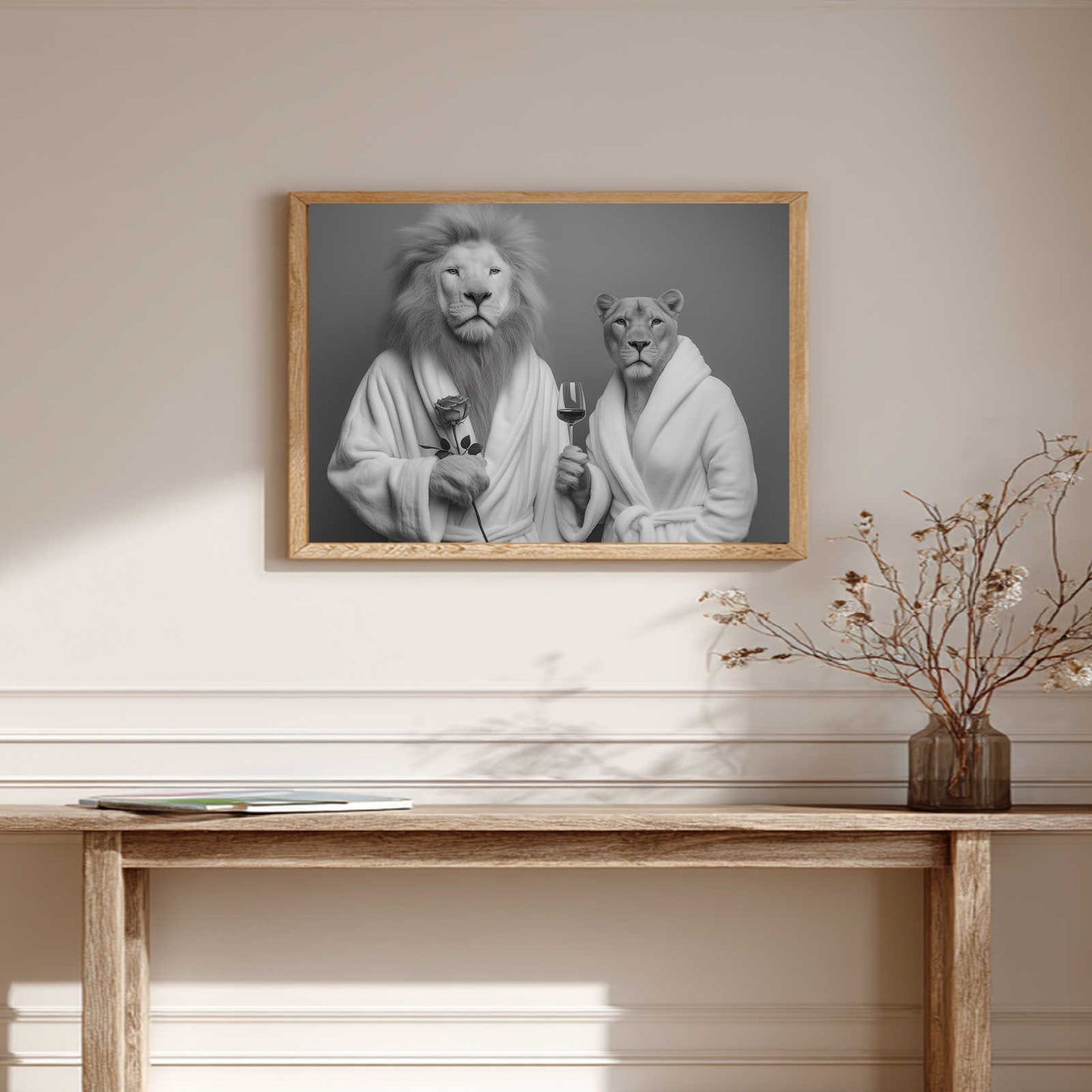 Abstract Funny Animal Bathrobe Lion Couple