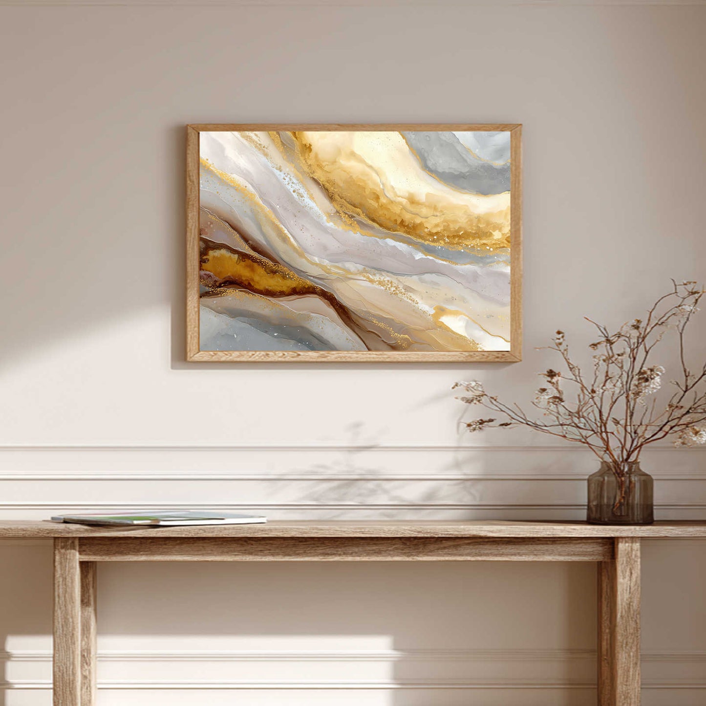 Abstract Beige and Gold Wave