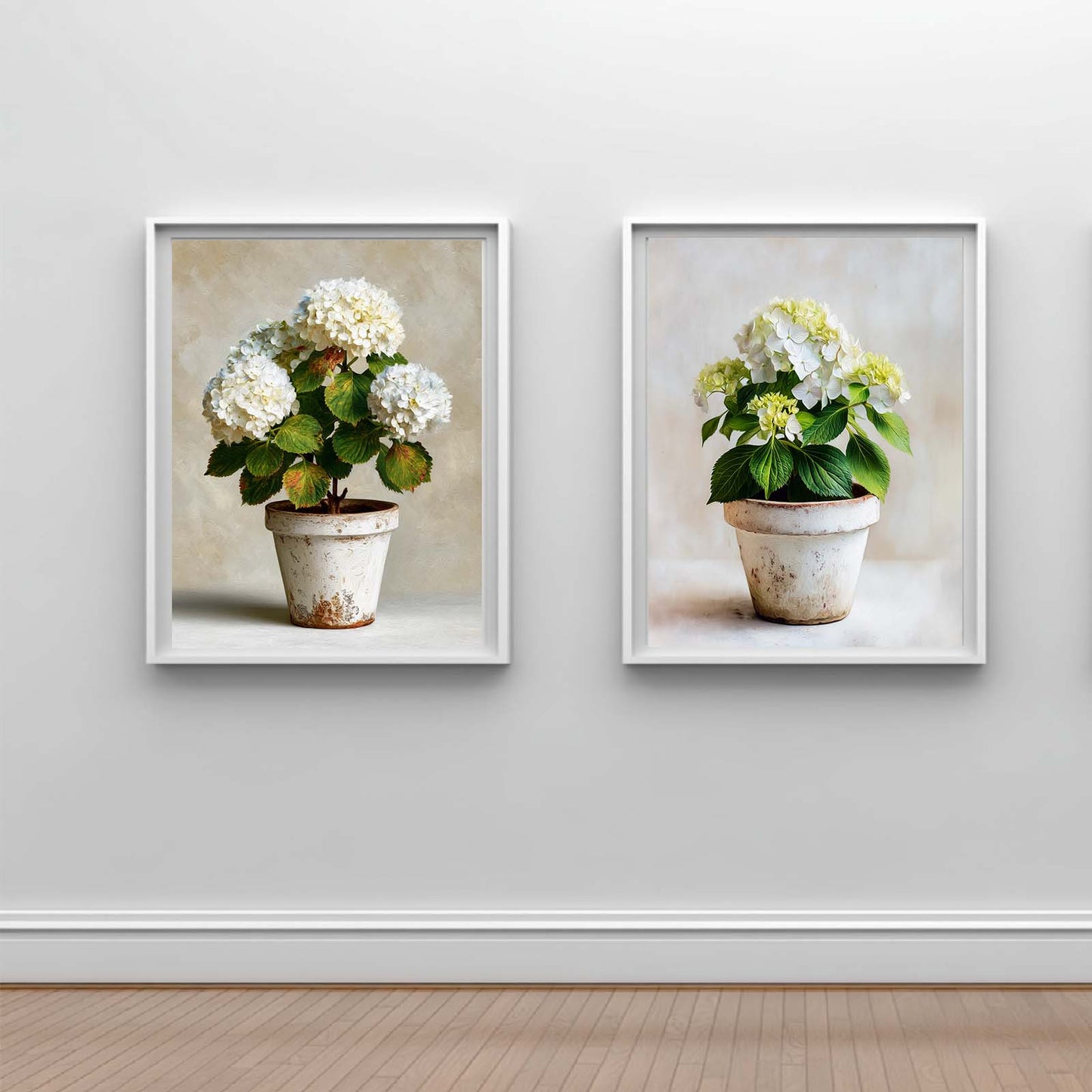 Abstract Oil Painting Vintage Hydrangea Floral