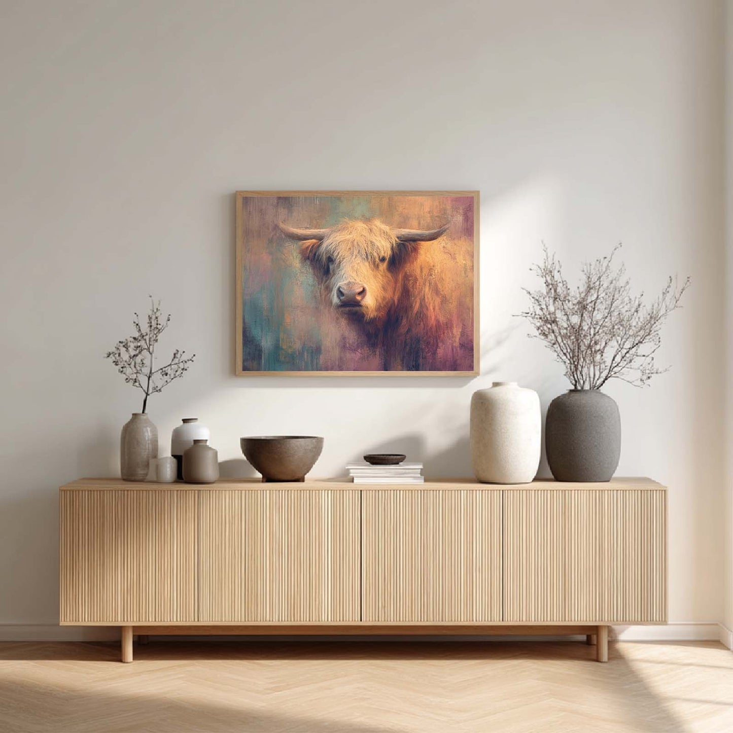 Abstract Highland Cow Living Room Bedroom Decoration Frameless Canvas Painting