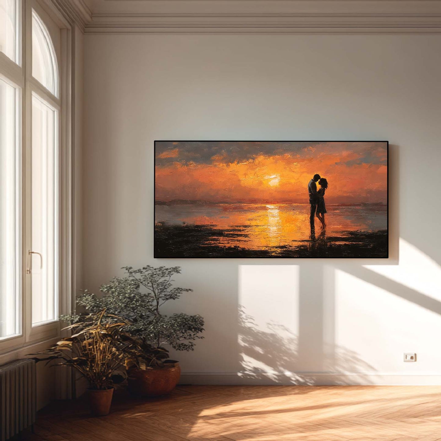 Abstract Sunset Landscape Couple Canvas Painting Wall Art for Living Room Bedroom Decoration, Poster Print, Frameless