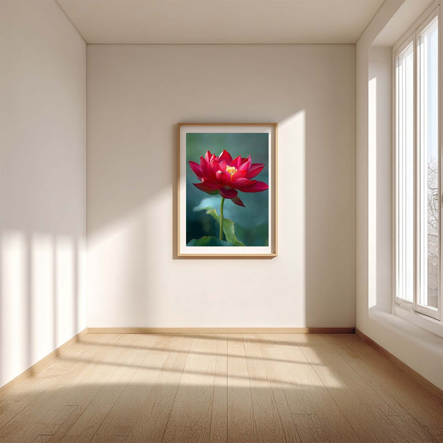 Modern Plant Abstract Lotus Canvas Painting Wall Art for Living Room Bedroom Decoration, Poster Print, Frameless