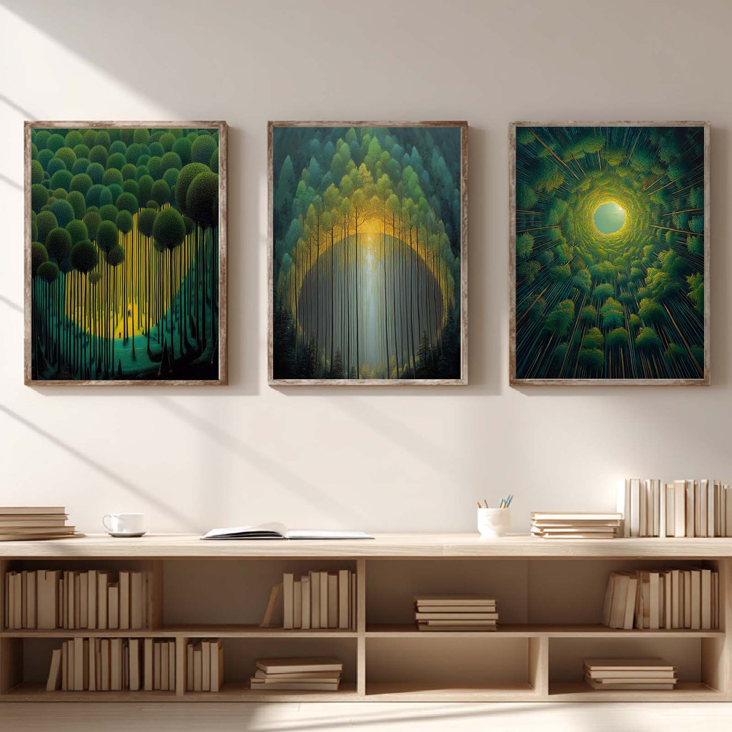 Abstract Landscape Forest Sunlight Canvas Painting Wall Art for Living Room Bedroom Decoration, Poster Print, Frameless