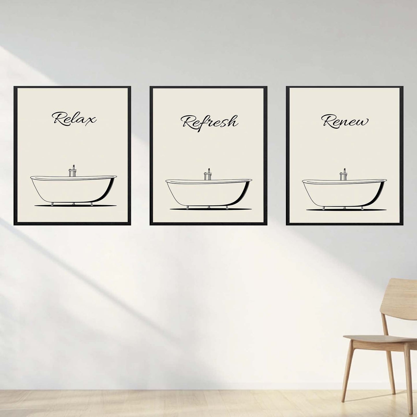 Modern Black and White Relax Canvas Paintin Wall Art for Bathroom Decoration, Poster Print, Frameless