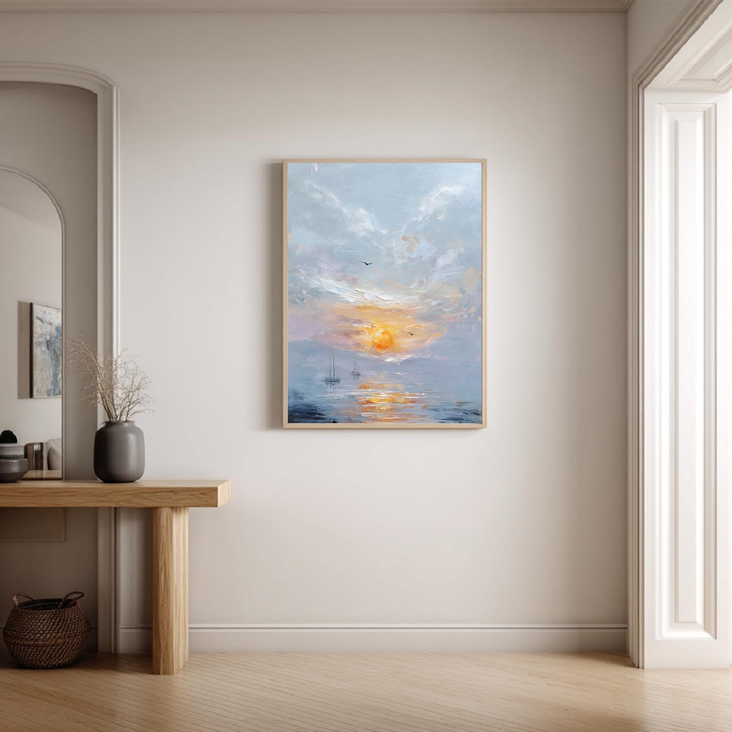 Abstract Landscape Sunset Sailboat