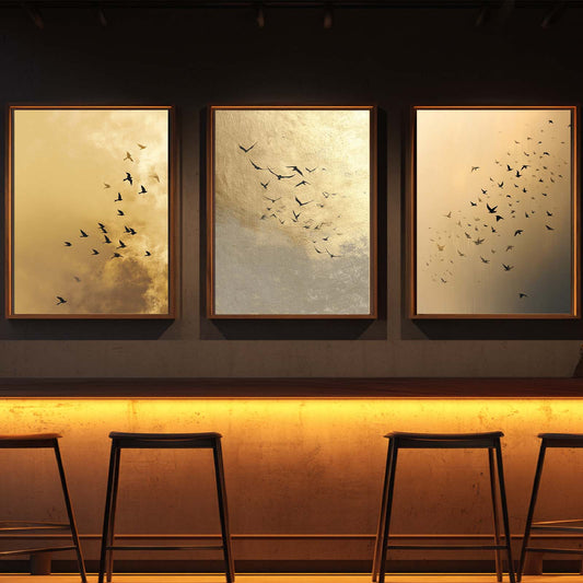 Abstract Beige Bird Canvas Painting – Wall Art for Living Room Bedroom Decoration, Poster Print, Frameless