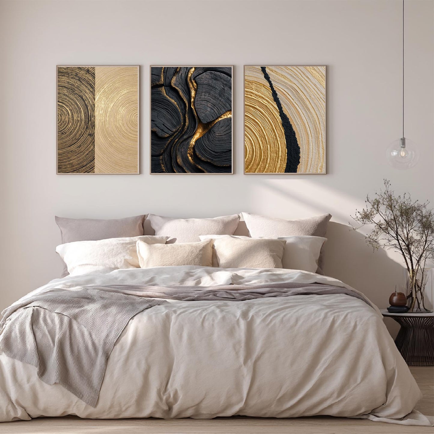 Abstract Black Gold Wood Grain