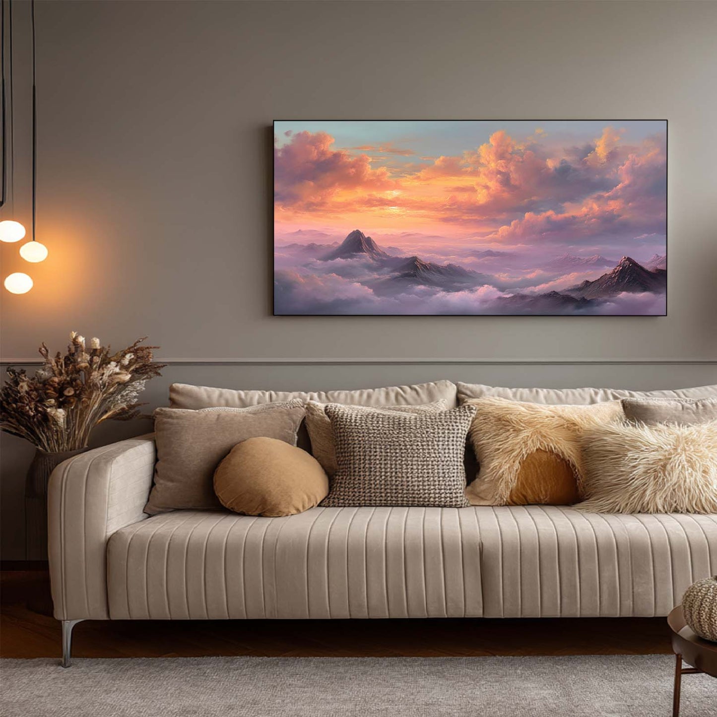Canvas Painting The Sun Sets Over The Sea of Clouds Landscape Wall Art Pictures for Living Room Bedroom Decoration Canvas Pictures Poster Frameless