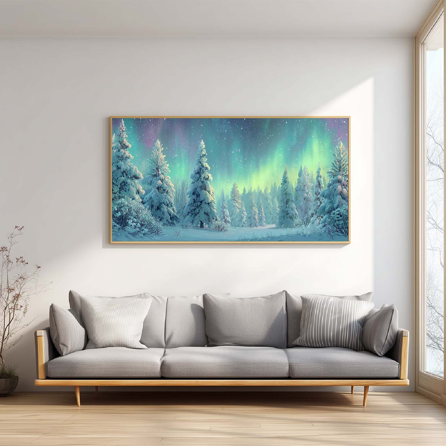 Abstract Oil Painting Landscape Forest Aurora