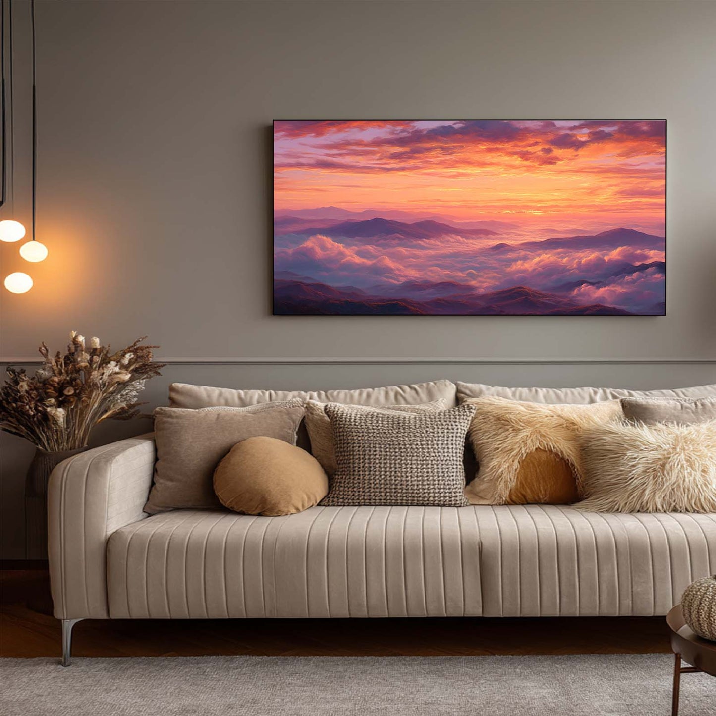 Canvas Painting The Sun Sets Over The Sea Clouds Landscape Wall Art Pictures for Living Room Bedroom Decoration Canvas Pictures Poster Frameless