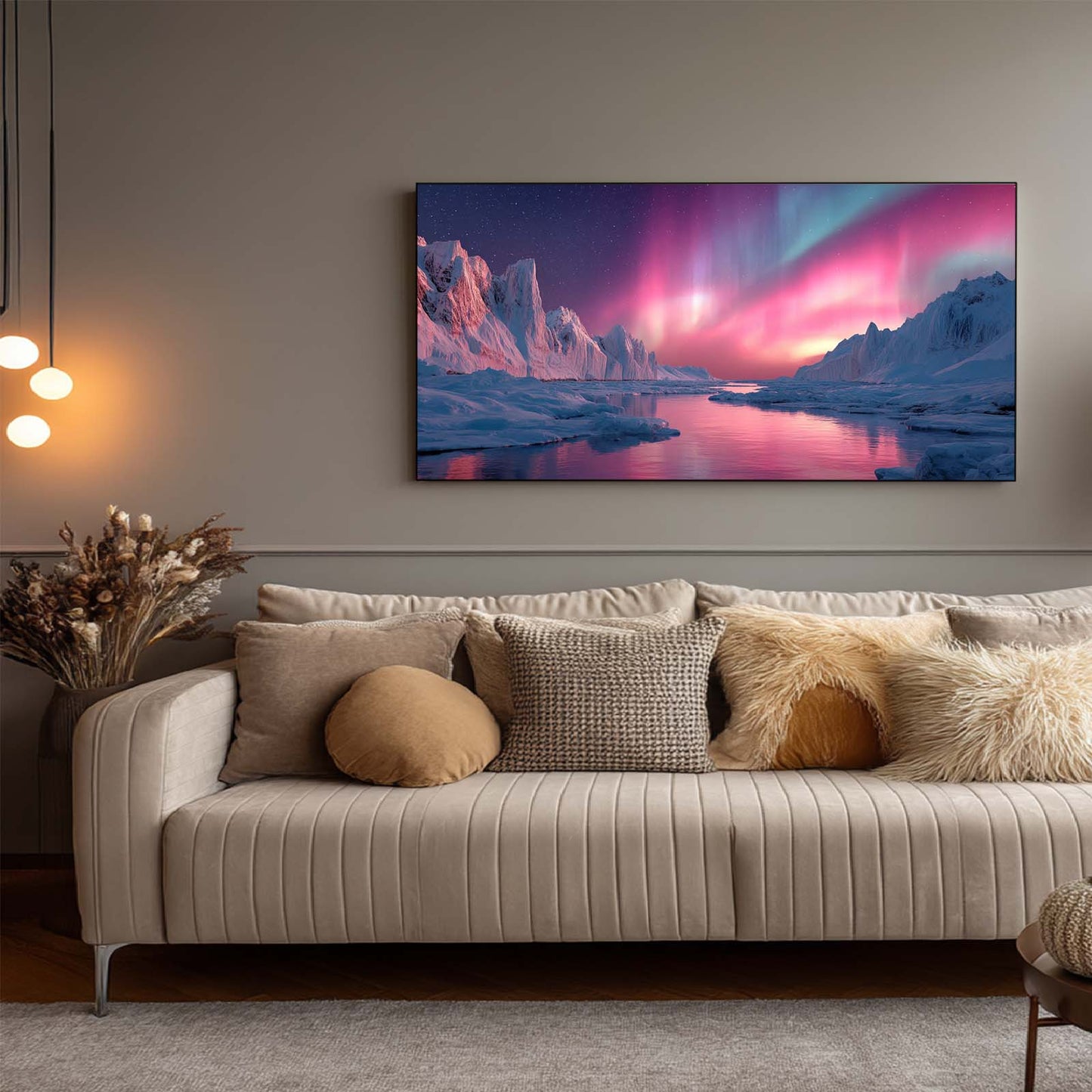 Abstract Landscape Pink Aurora