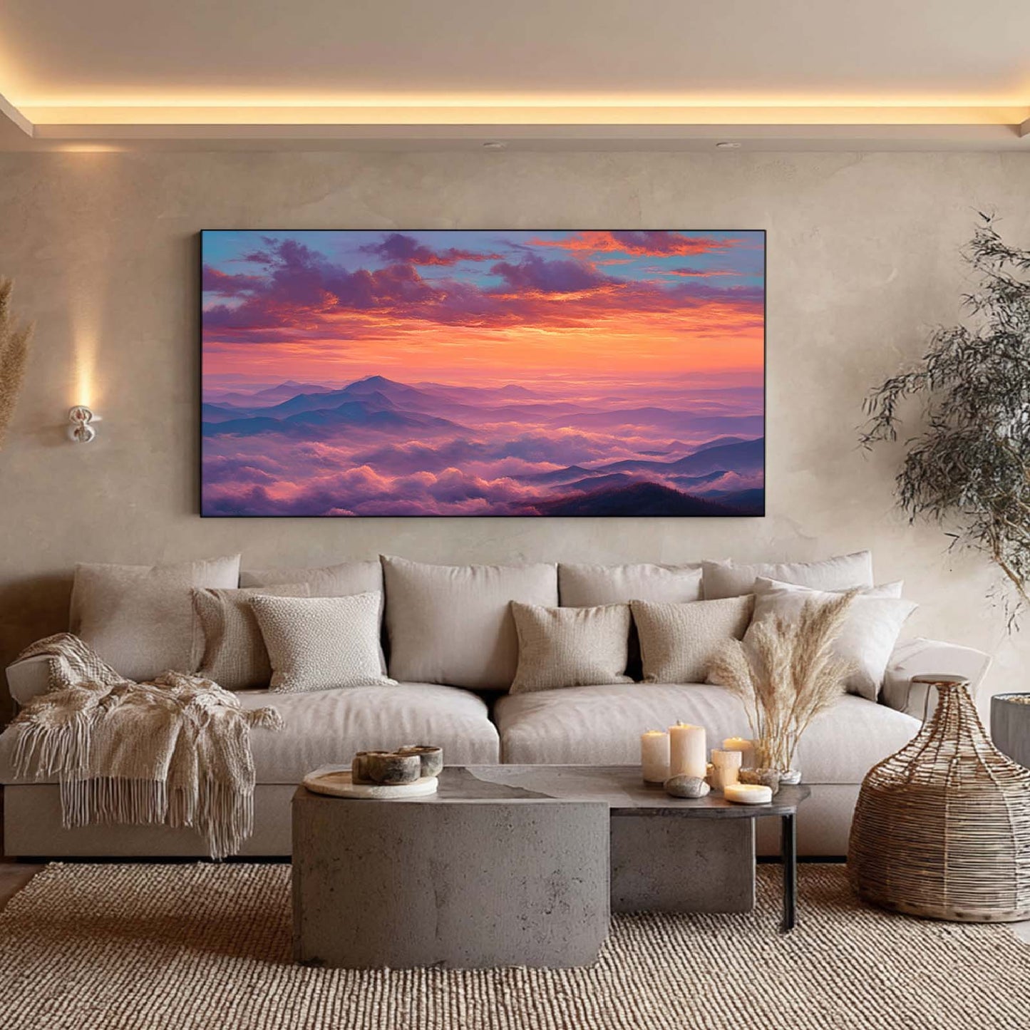 Canvas Painting The Sun Sets Over The Sea Clouds Landscape Wall Art Pictures for Living Room Bedroom Decoration Canvas Pictures Poster Frameless
