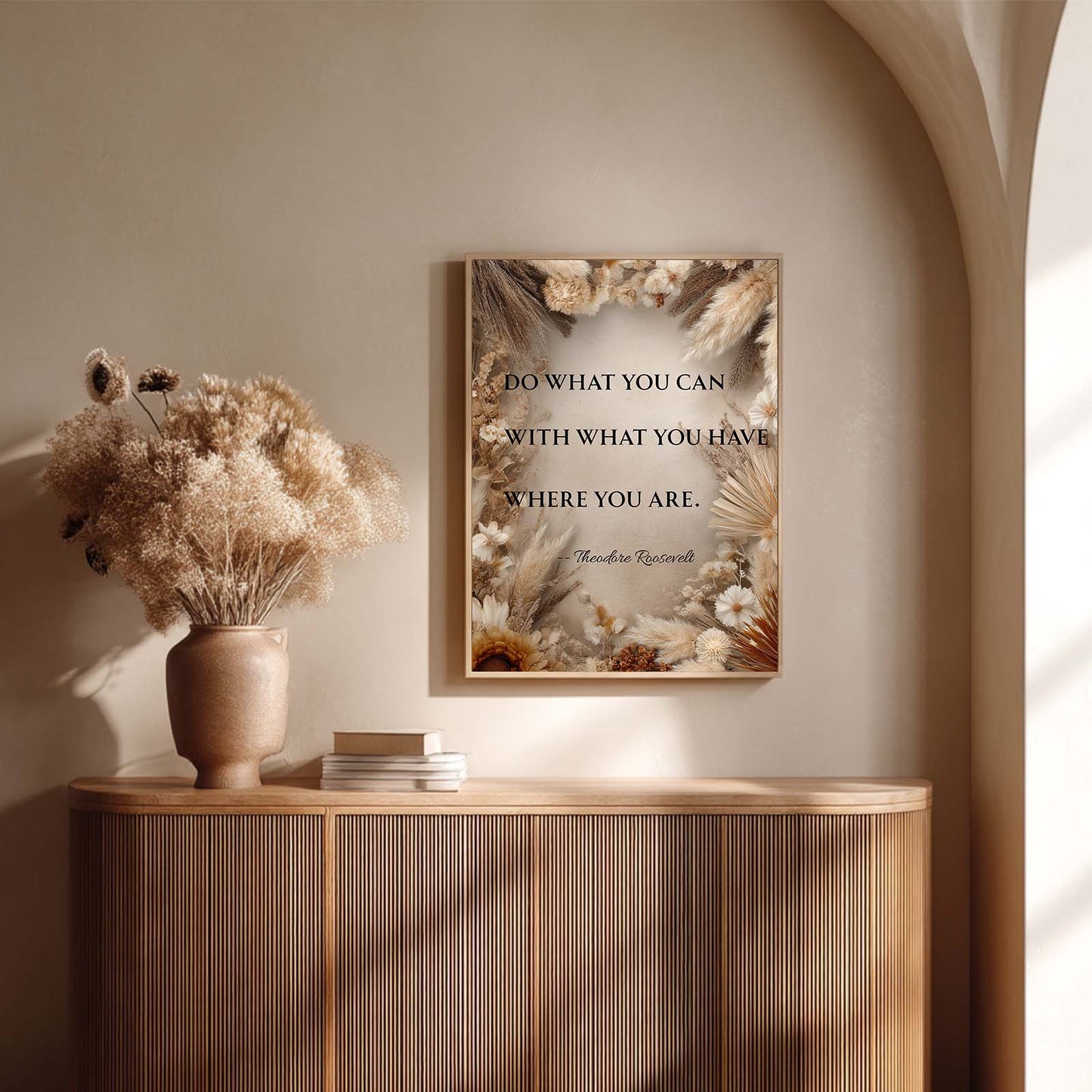 Inspirational Quote Beige Modern Decoration Frameless Canvas Painting