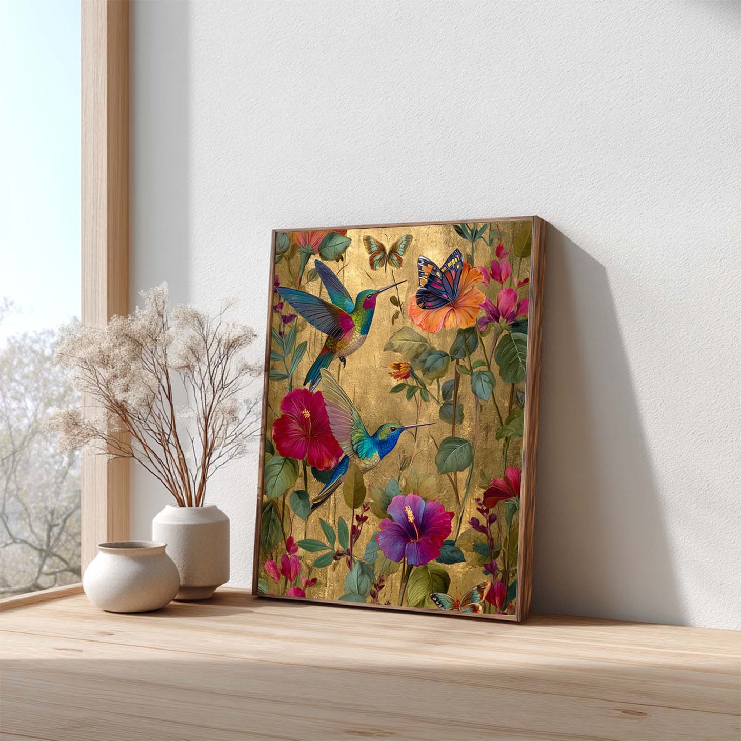 Tropical Flower Plants and Birds