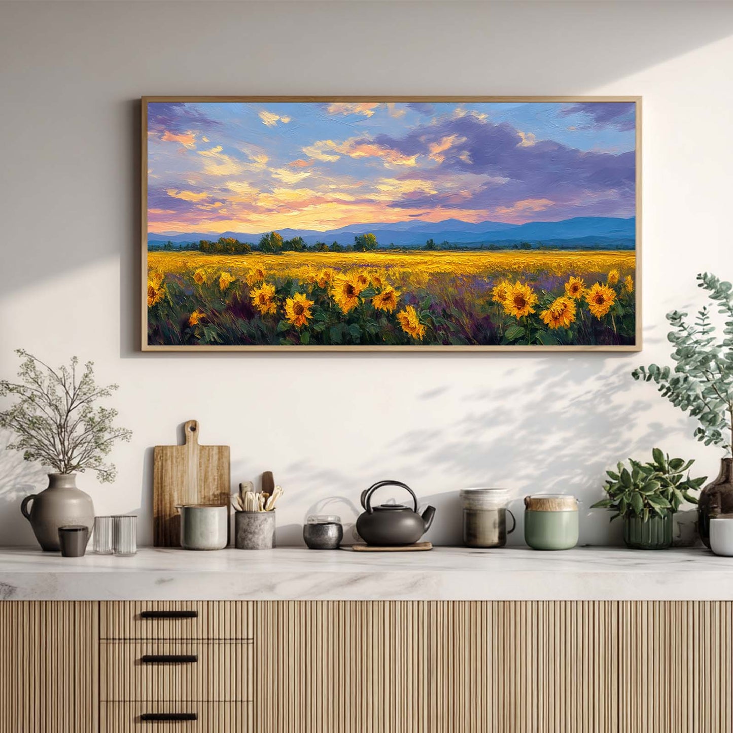 Sunrise Sunflower Abstract Pastoral Landscape