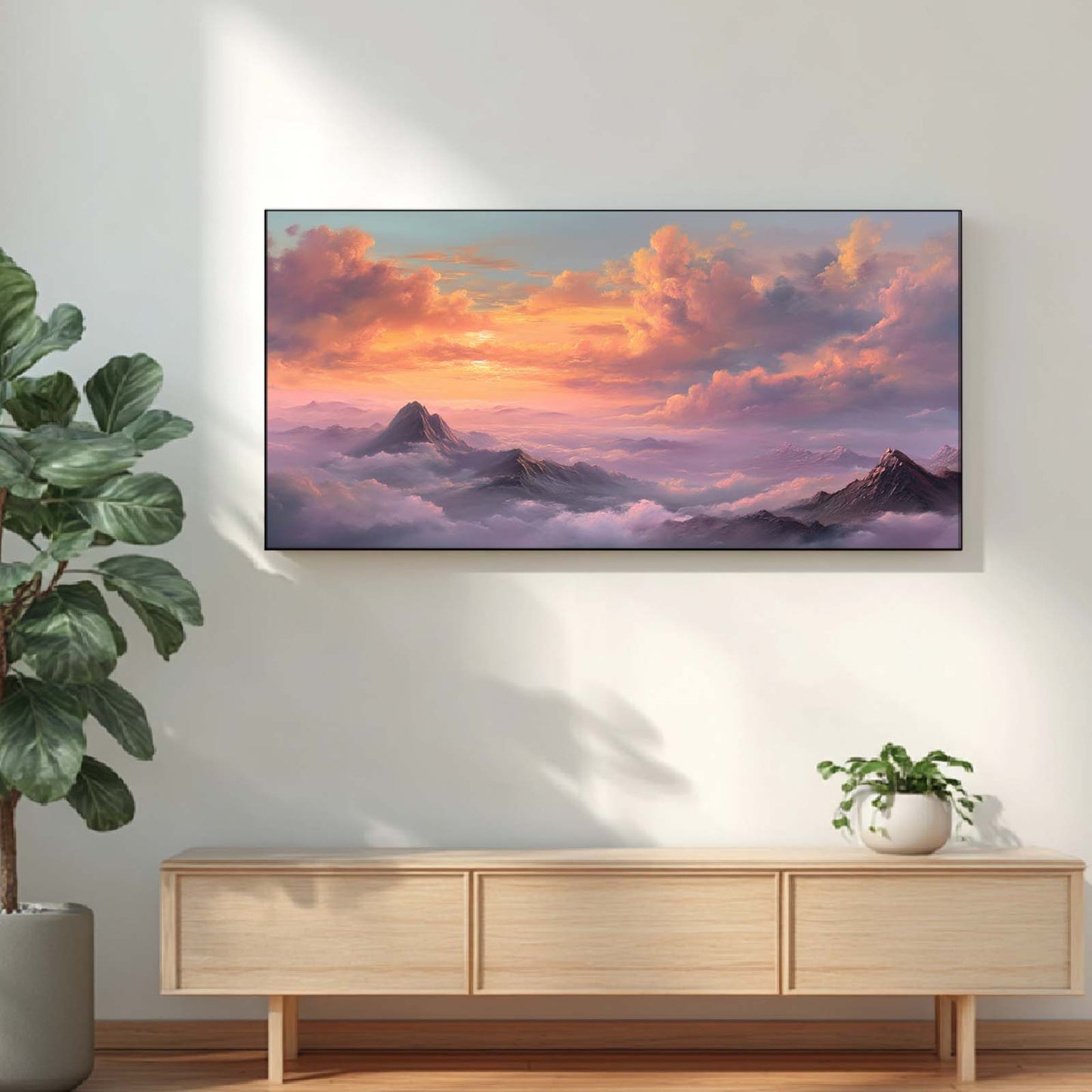 Canvas Painting The Sun Sets Over The Sea of Clouds Landscape Wall Art Pictures for Living Room Bedroom Decoration Canvas Pictures Poster Frameless