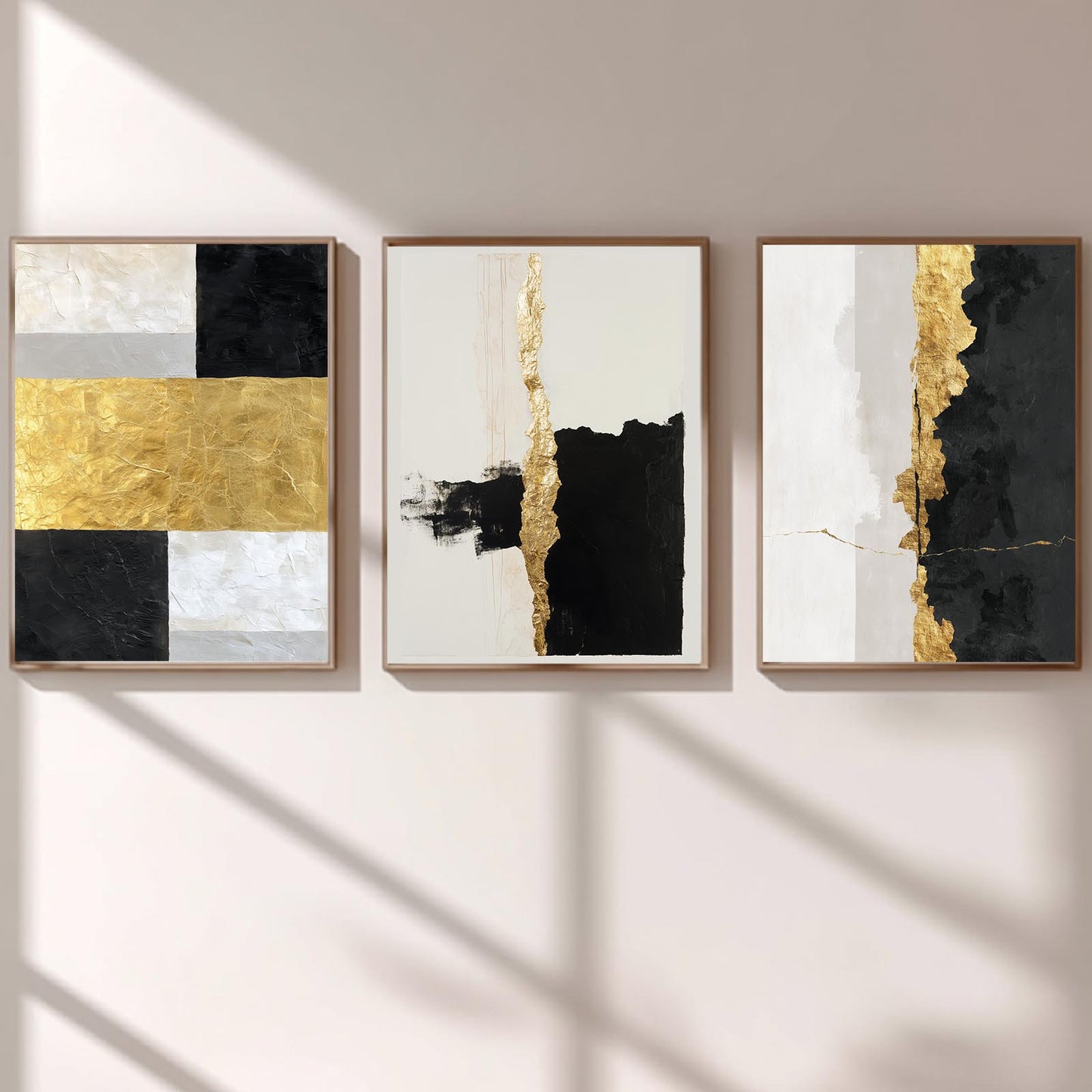 Abstract Geometry Beige Black Gold