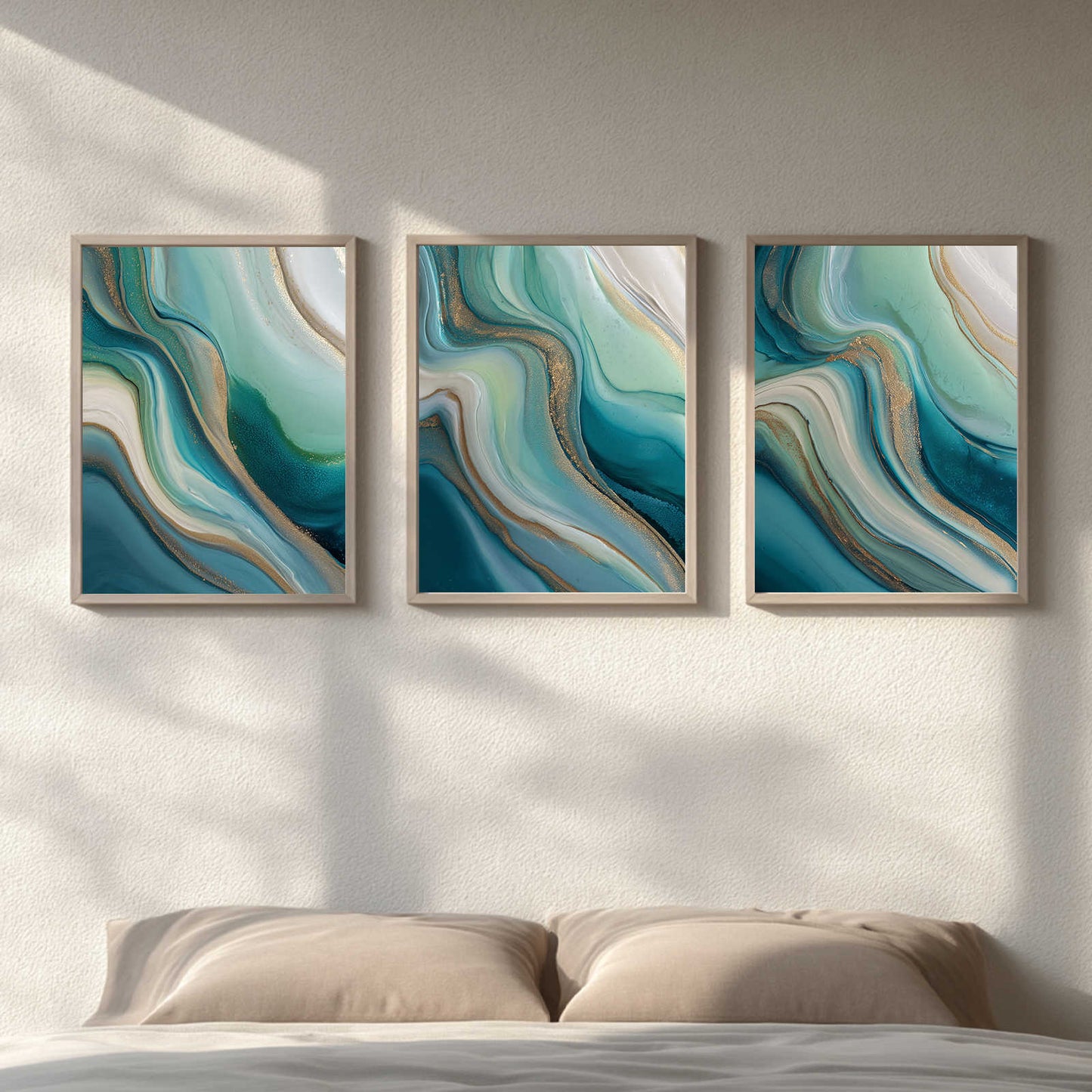 Abstract Green and Gold Liquid Luxury