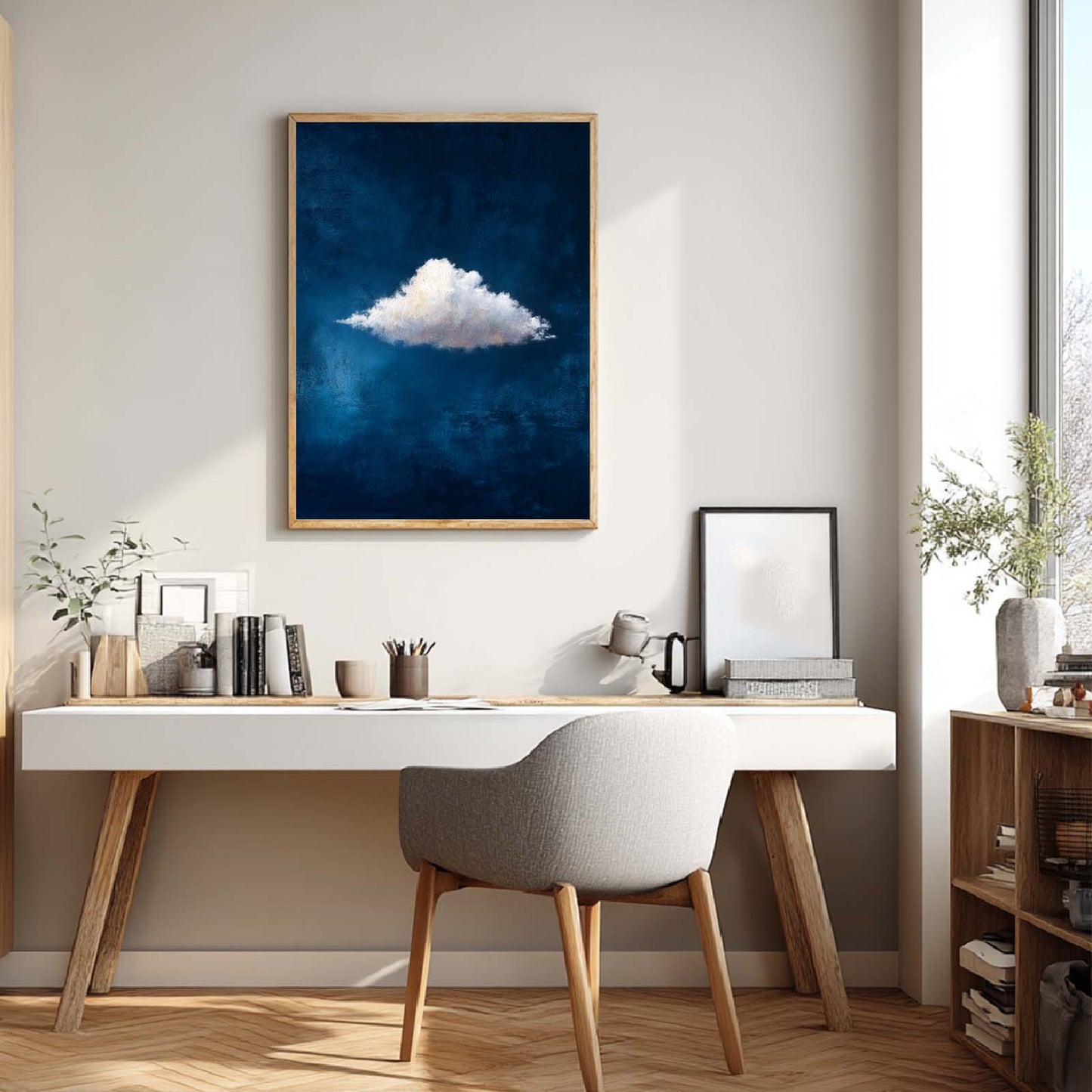 Canvas Painting Abstract White Clouds Wall Art Pictures for Living Room Bedroom Decoration Canvas Pictures Poster Frameless