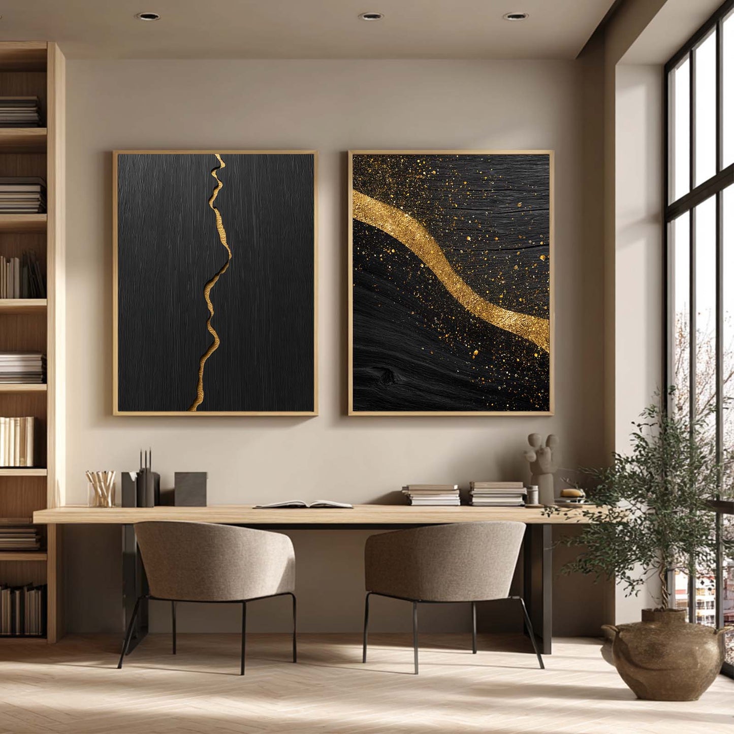 Abstract Black Annual Ring Wood Grain