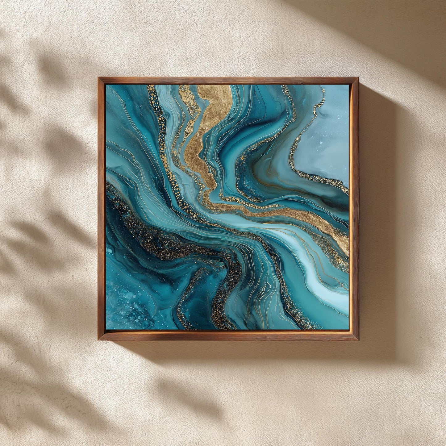 Abstract Blue and Gold Fluid Art