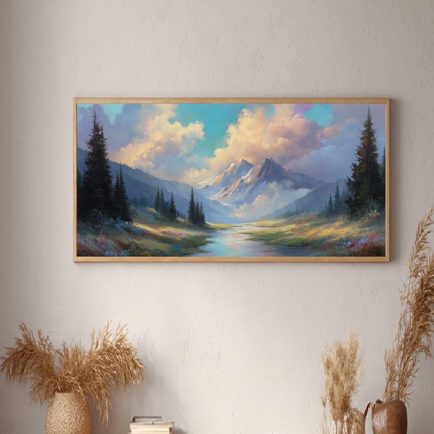 Snowy Mountain Lake Abstract Landscape