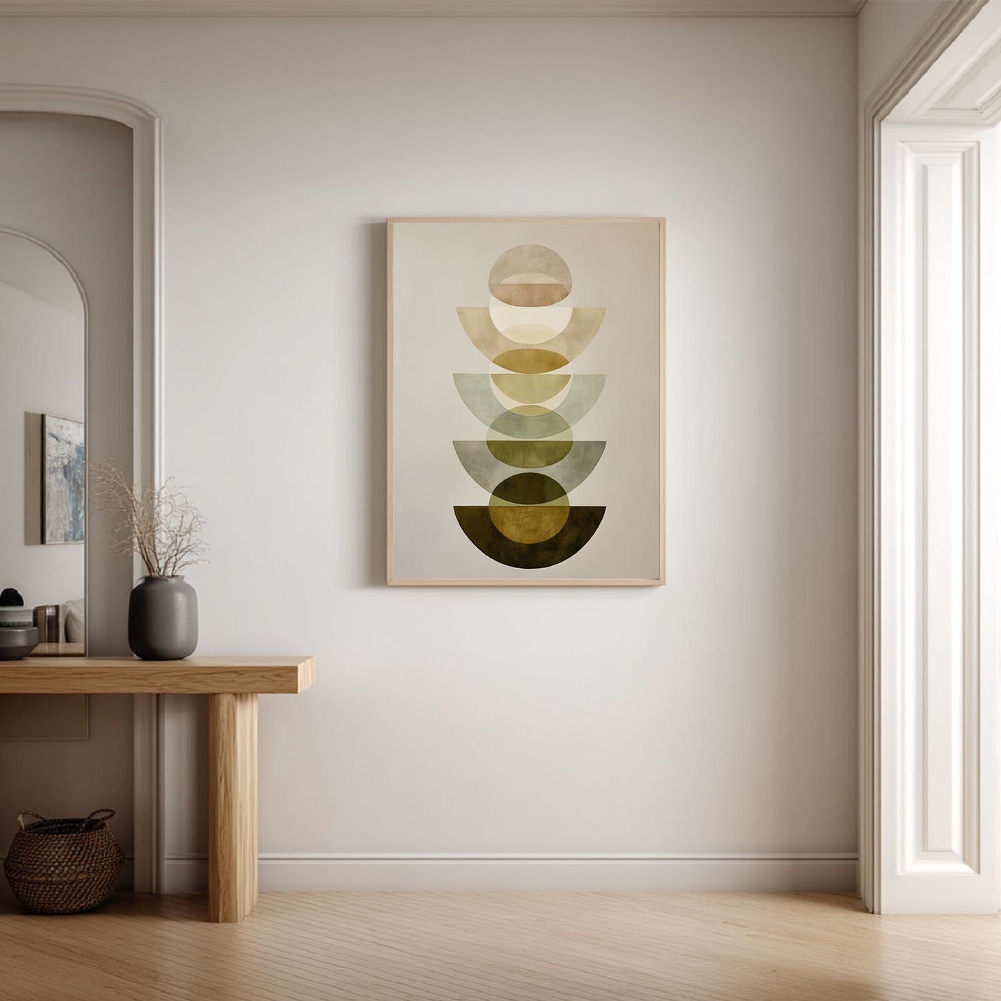 Abstract Geometry Beige Plants