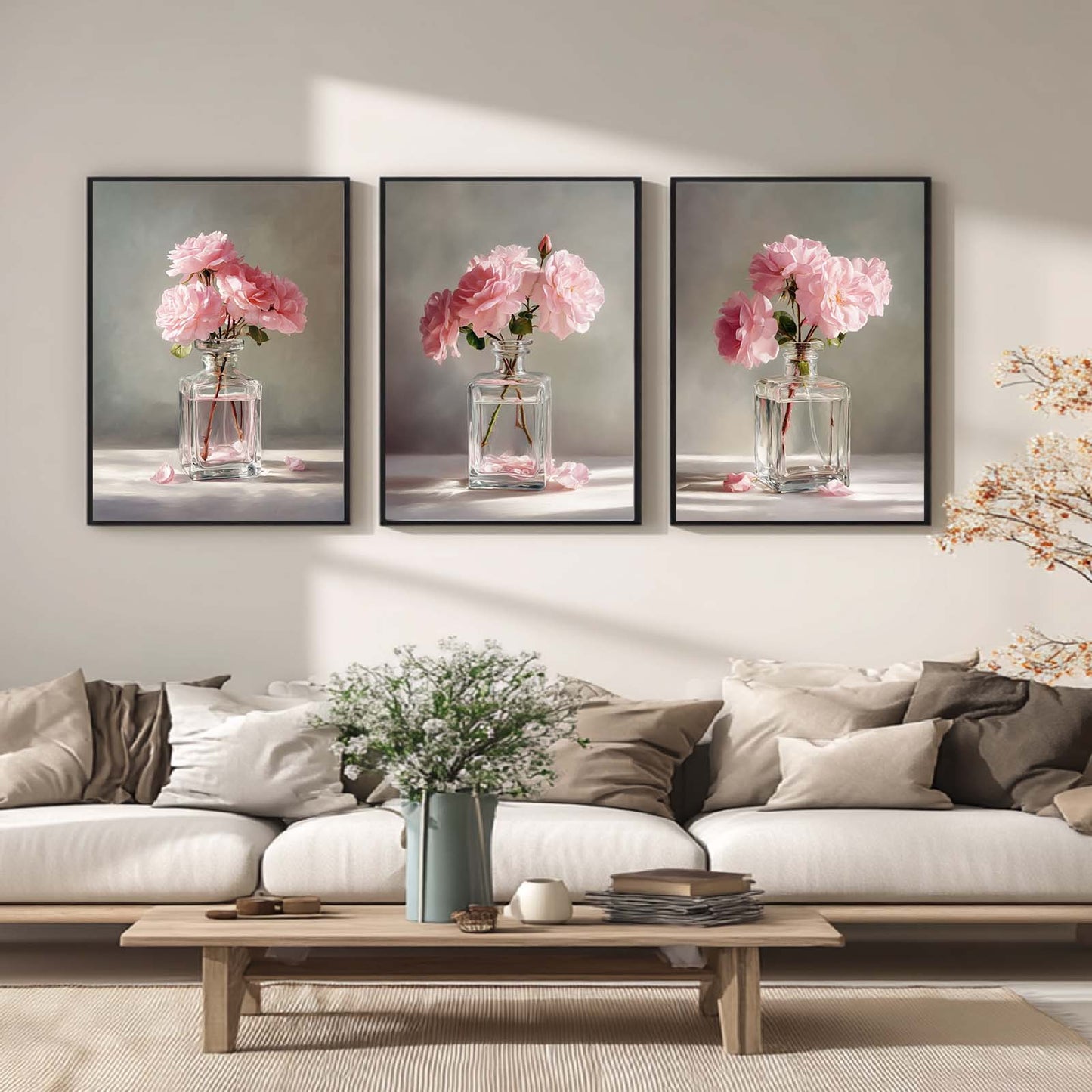 Abstract Oil Painting Pink Flowers