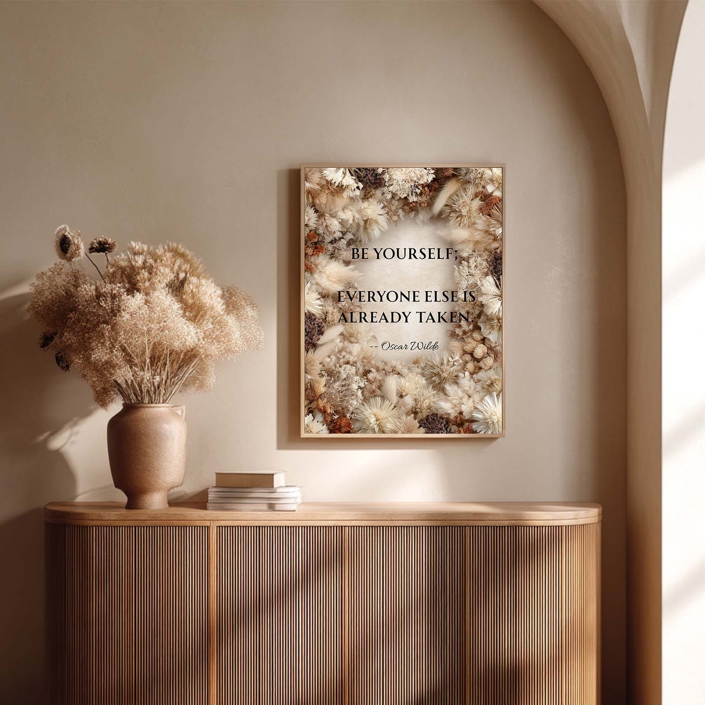 Inspirational Quote Beige Modern Decoration Frameless Canvas Painting