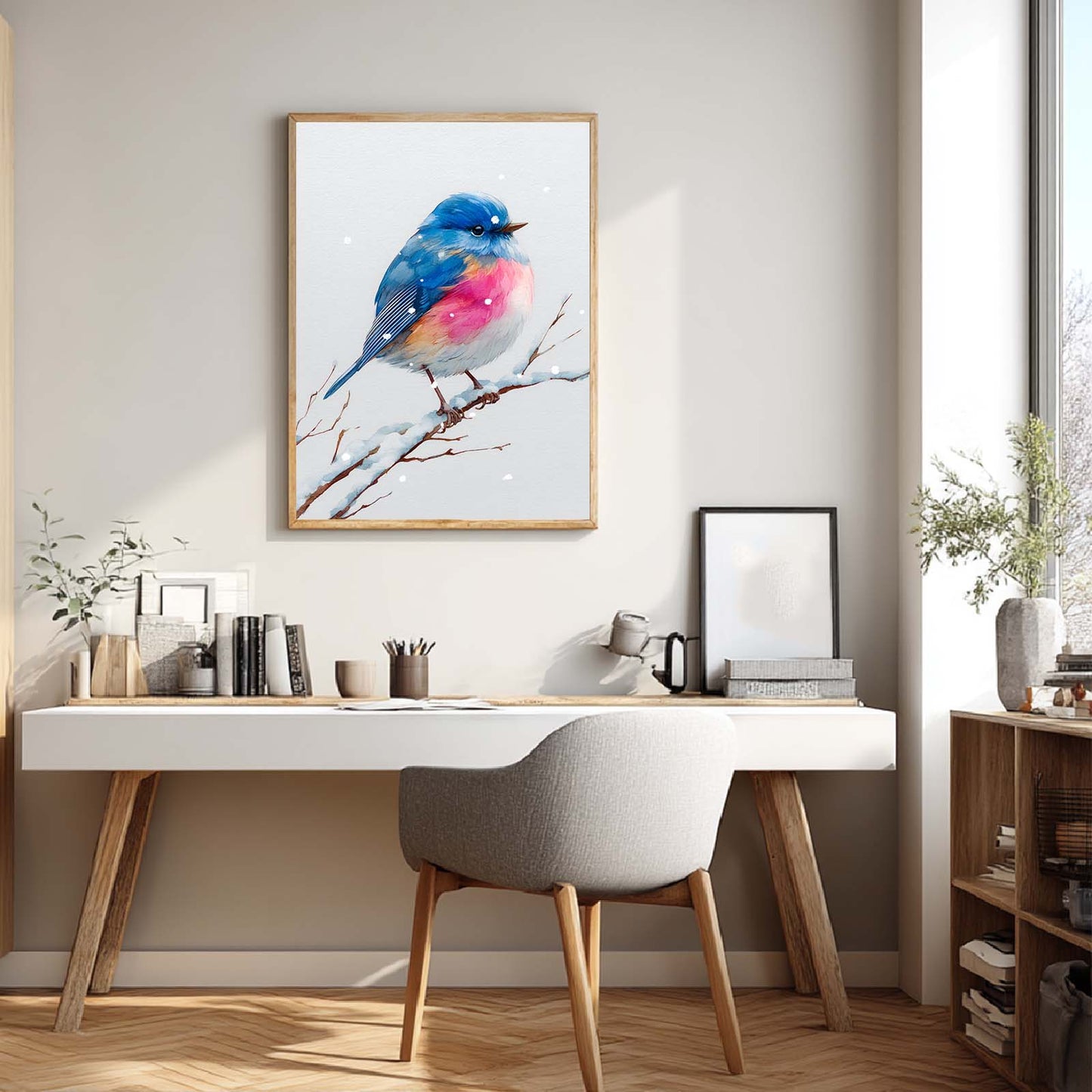 Abstract Oil Painting Winter Bird