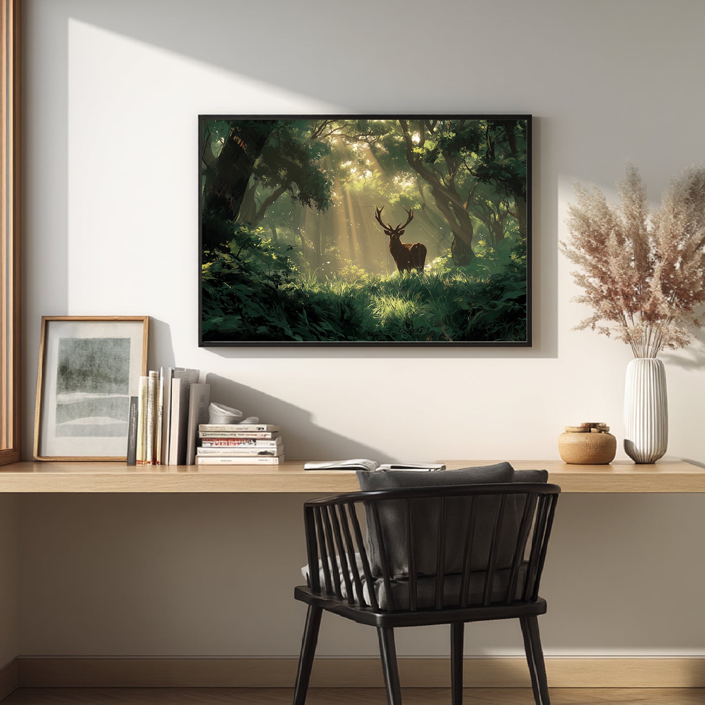 Nature Animal Deer in The Forest Abstract Landscape Sunlight