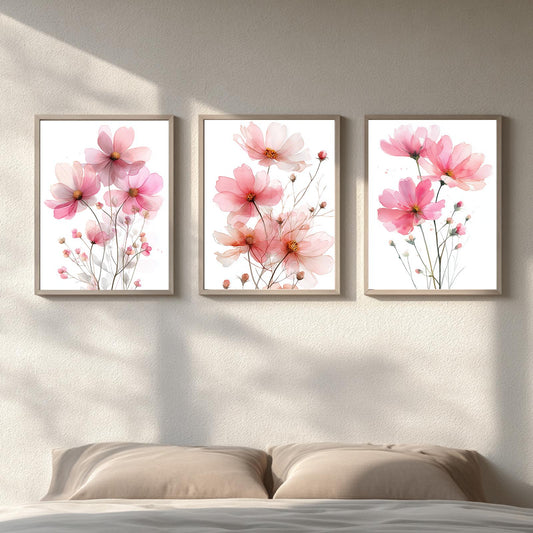 Watercolor Pink Flowers Modern Plants