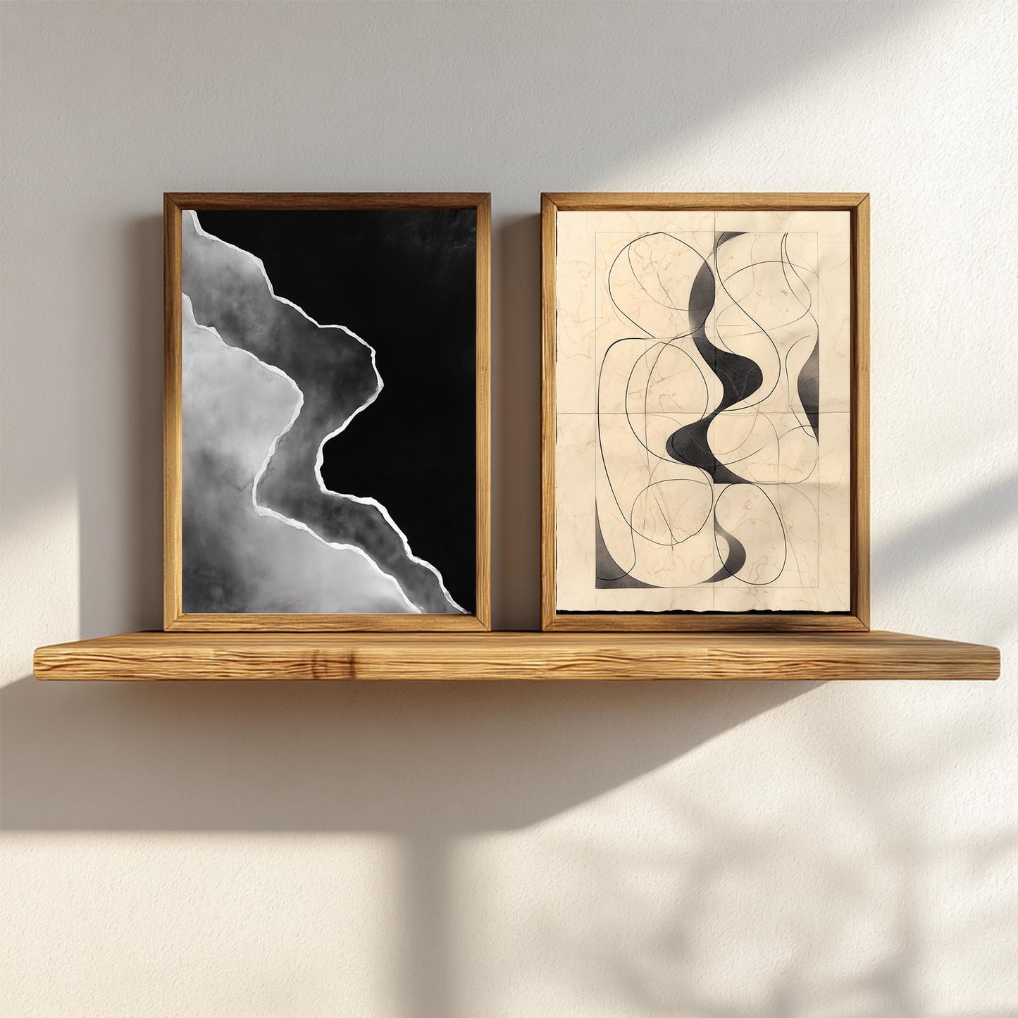 Abstract Beige＆Black Minimalist
