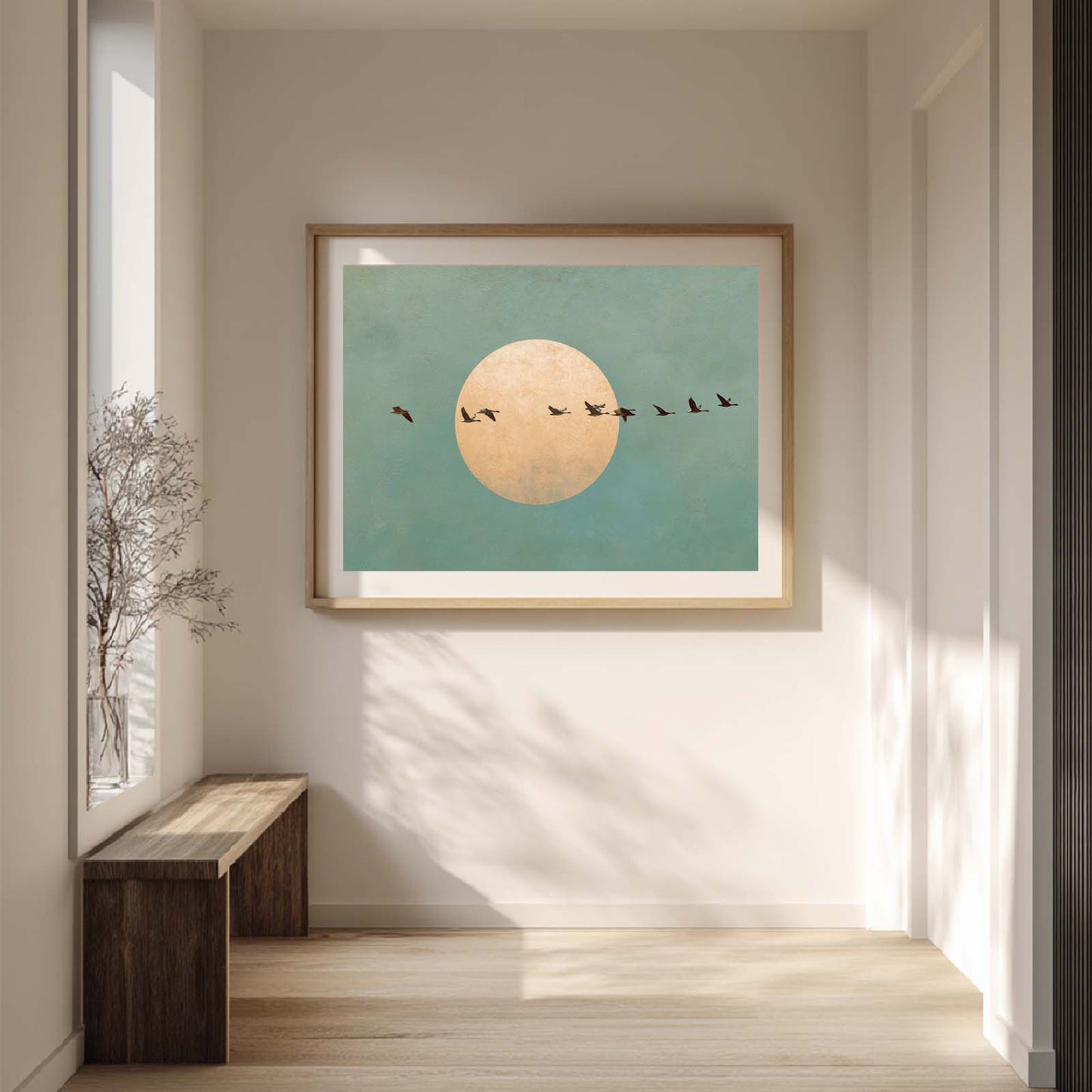 Abstract Sunset Wild Geese Canvas Painting Wall Art for Living Room Bedroom Decoration, Poster Print, Frameless