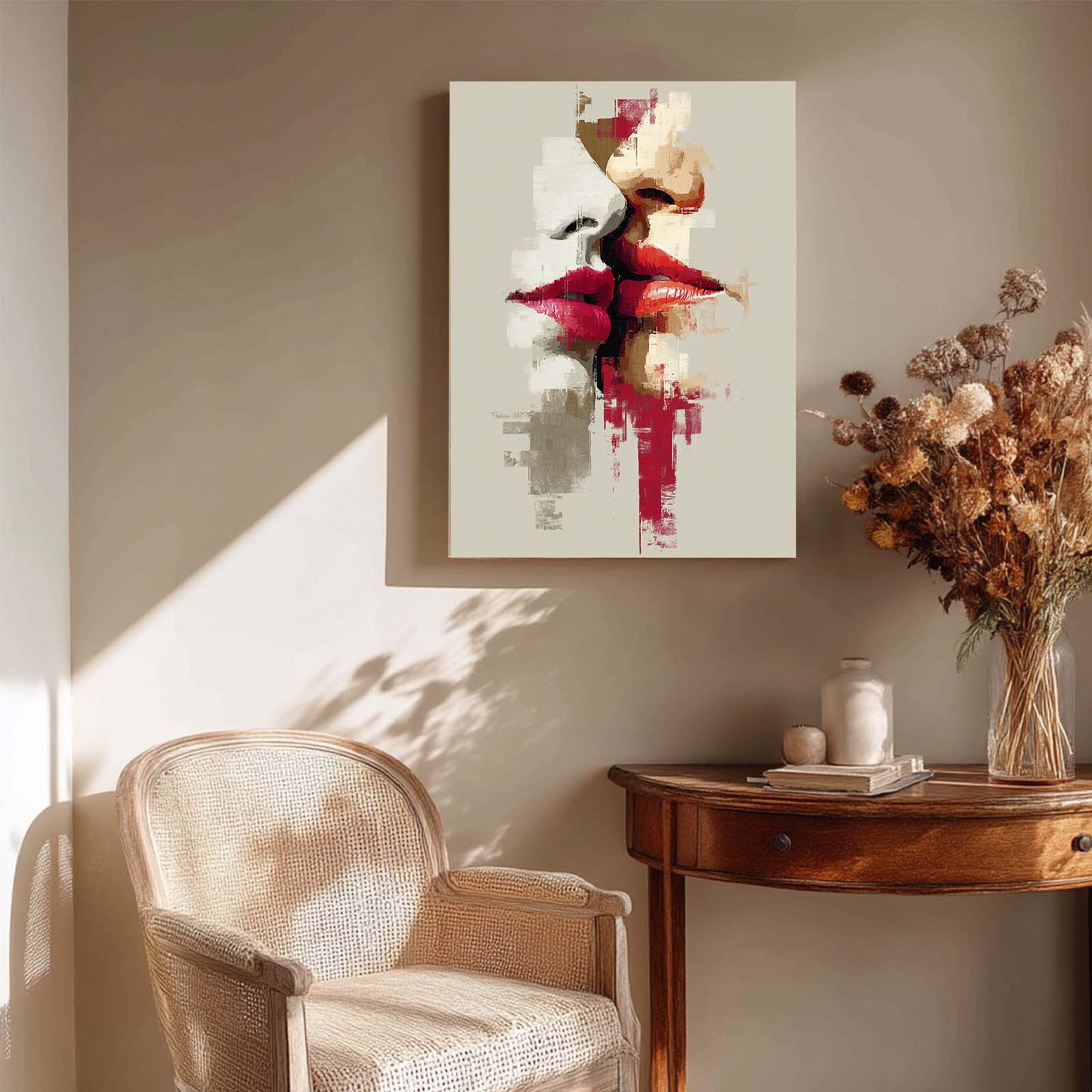 Canvas Painting Couple Lips Abstract