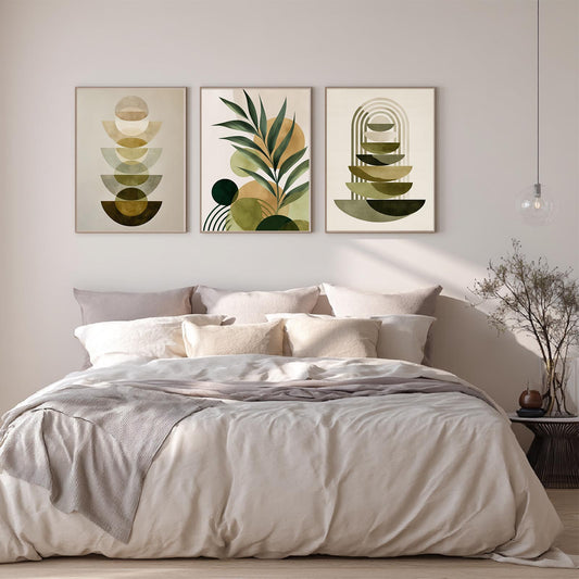 Abstract Geometry Beige Plants