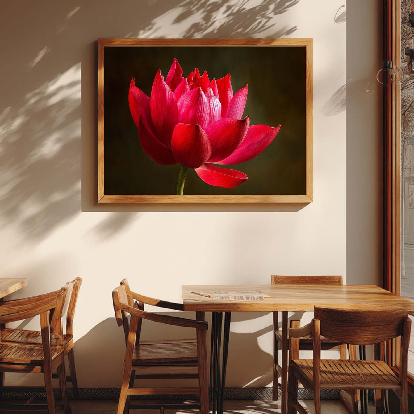 Abstract Lotus Plant Canvas Painting – Wall Art for Living Room Bedroom Decoration, Poster Print, Frameless