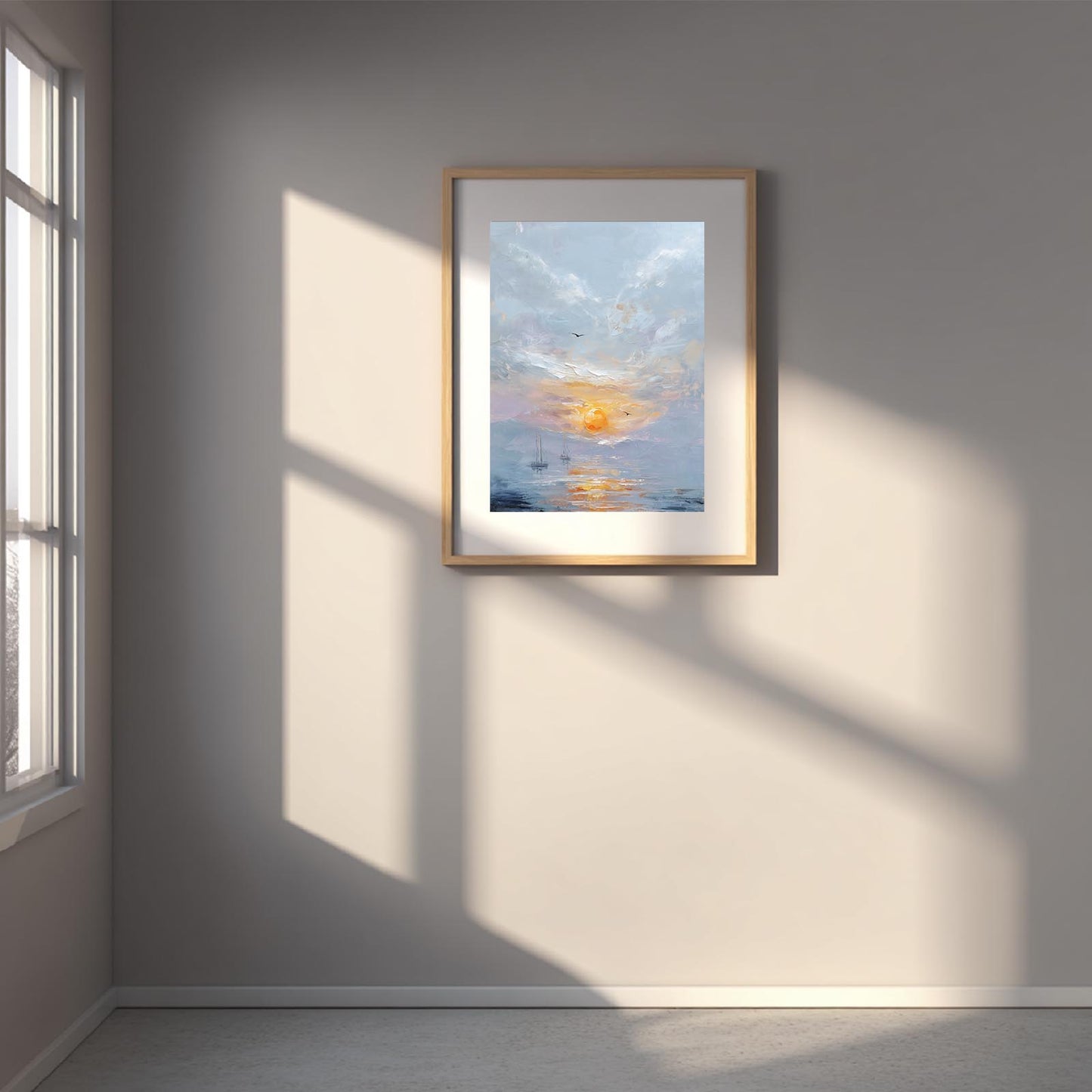 Abstract Landscape Sunset Sailboat