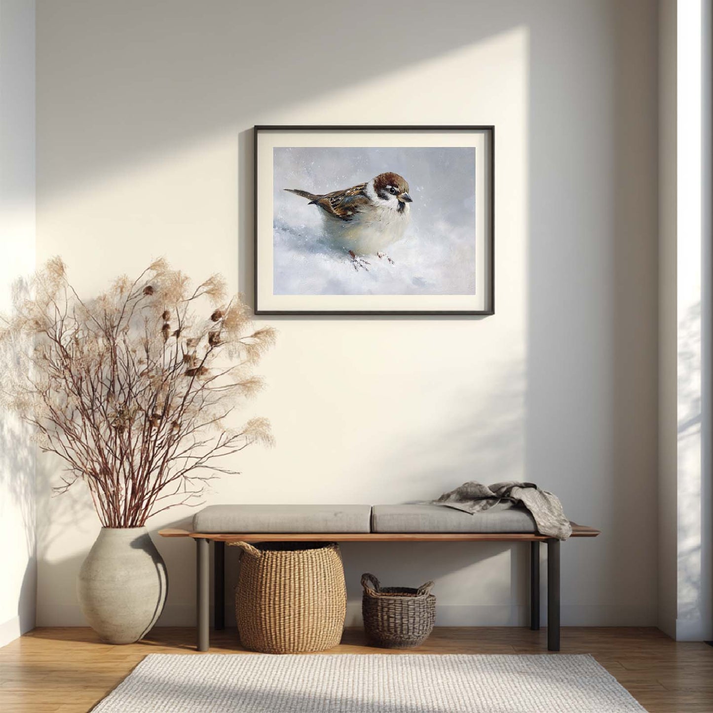 Abstract Winter Snowy Bird