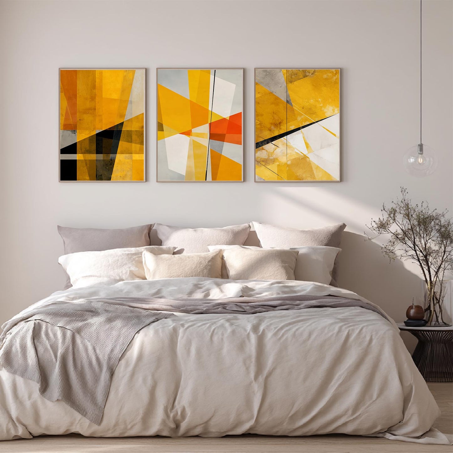 Beige Yellow Geometry Abstract
