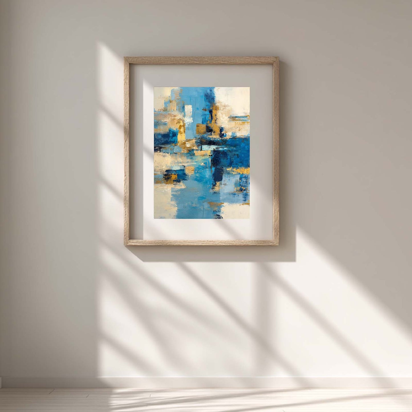 Abstract Blue Beige Canvas Painting Modern Wall Art